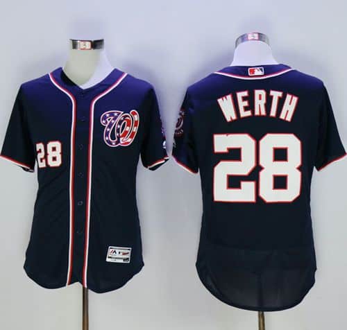 Nationals #28 Jayson Werth Navy Blue Flexbase Authentic Collection Stitched Jersey