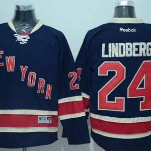 Rangers #24 Oscar Lindberg Navy Blue Stitched Jersey