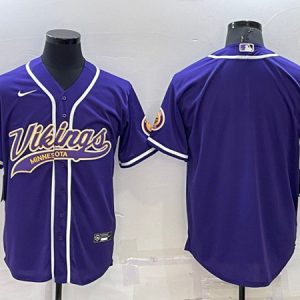 Minnesota Vikings Blank Purple With Patch Cool Base Stitched Baseball Jersey