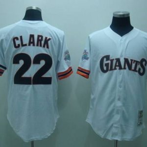 Mitchell And Ness Giants #22 Will Clark Stitched White Throwback Jersey