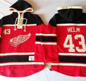Red Wings #43 Darren Helm Red Sawyer Hooded Sweatshirt Stitched Jersey
