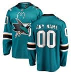 San Jose Sharks Custom Name Number Teal Stitched Jersey