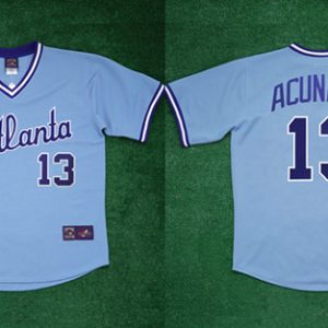 Atlanta Braves #13 Ronald Acuna Jr 1982 Light Blue Cool Base Stitched Baseball Jersey