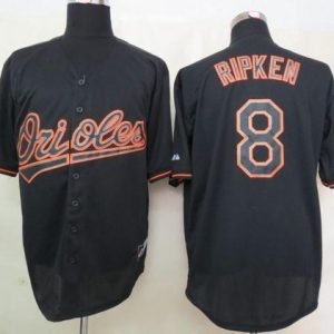 Orioles #8 Cal Ripken Black Fashion Stitched Jersey