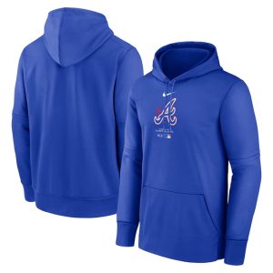Atlanta Braves Blue City Connect Collection Practice Performance Pullover Hoodie