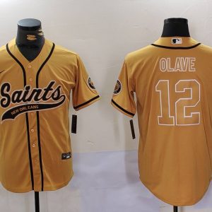 New Orleans Saints #12 Chris Olave Gold Cool Base Stitched Jersey