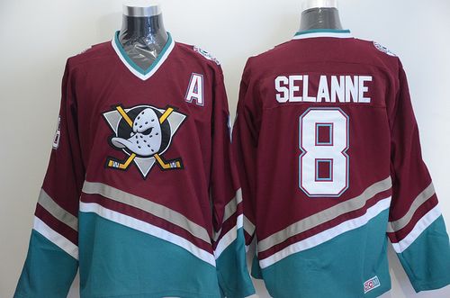 Ducks #8 Teemu Selanne Red CCM Throwback Stitched Jersey