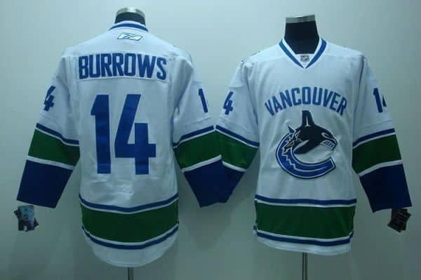 Canucks #14 Alexandre Burrows Stitched White Jersey