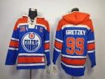 Oilers #99 Wayne Gretzky Light Blue Sawyer Hooded Sweatshirt Stitched Jersey