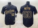 Los Angeles Dodgers #50 Mookie Betts Black Gold Limited Stitched Jersey