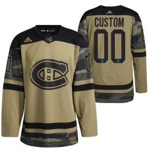 Montreal Canadiens Custom Olive Salute To Service Stitched Jersey