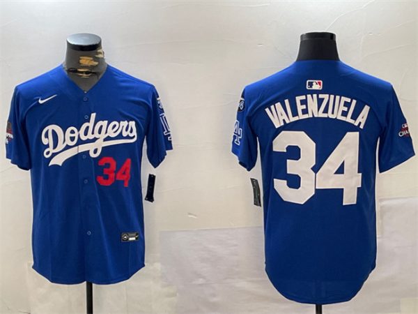 Los Angeles Dodgers #34 Toro Valenzuela Royal 2024 World Series Champions With Fernando Memorial Patch Alternate Limited Stitched Jersey
