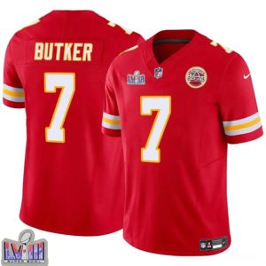 Kansas City Chiefs #7 Harrison Butker Red F.U.S.E. Super Bowl LVIII Patch Vapor Untouchable Limited Stitched Jersey