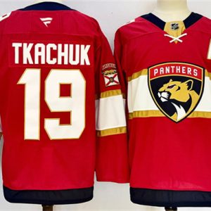 Florida Panthers #19 Matthew Tkachuk Red 2024-25 Home With A Patch Stitched Jersey