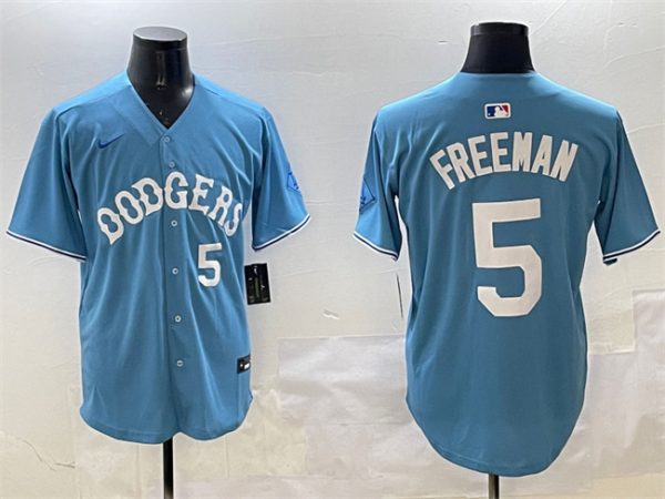 Los Angeles Dodgers #5 Freddie Freeman Light Blue Limited Stitched Jersey