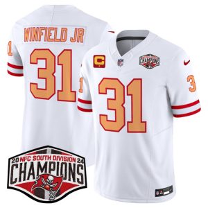 Tampa Bay Buccaneers #31 Antoine Winfield Jr. White 2024 F.U.S.E. NFC South Division Champions With 1-Star C Patch Limited Stitched Jersey