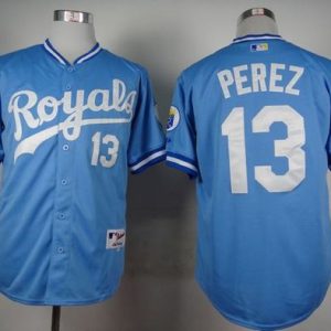 Royals #13 Salvador Perez Light Blue 1985 Turn Back The Clock Stitched Jersey