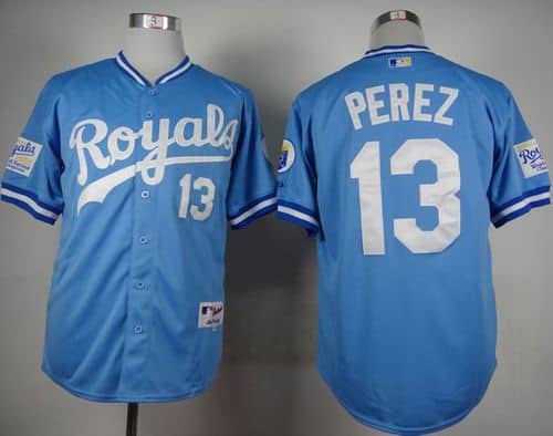 Royals #13 Salvador Perez Light Blue 1985 Turn Back The Clock Stitched Jersey