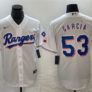 Texas Rangers #53 Adolis Garcia White Cool Base Stitched Jersey