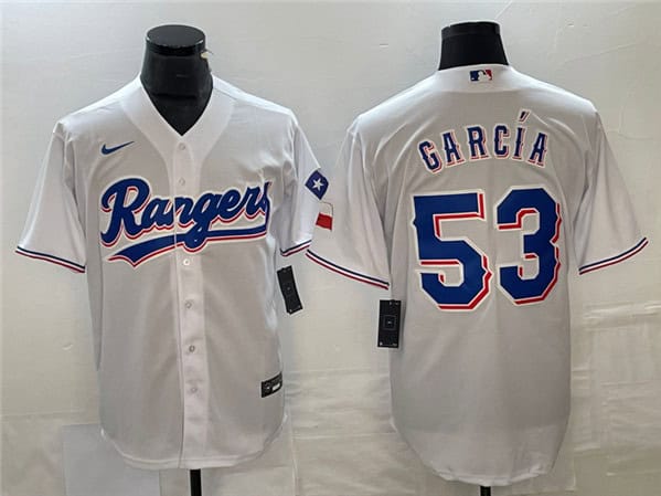 Texas Rangers #53 Adolis Garcia White Cool Base Stitched Jersey