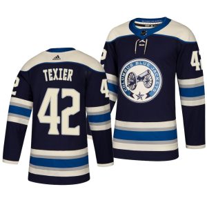 Columbus Blue Jackets #42 Alexandre Texier Navy Blue Stitched Jersey