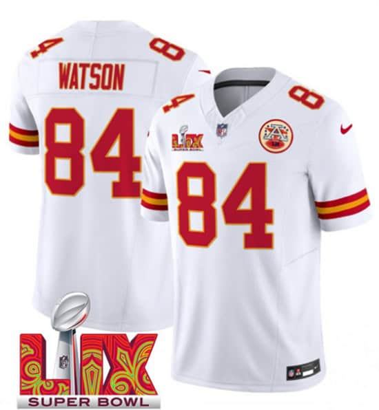Kansas City Chiefs #84 Justin Watson White 2025 F.U.S.E. Super Bowl LIX Patch Vapor Untouchable Limited Stitched Jersey
