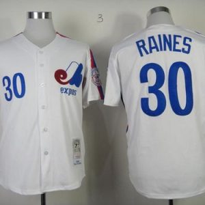 Mitchell And Ness Expos #30 Tim Raines White Throwback Stitched Jersey