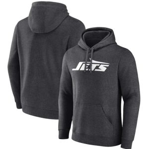 New York Jets Heather Charcoal Primary Logo Pullover Hoodie
