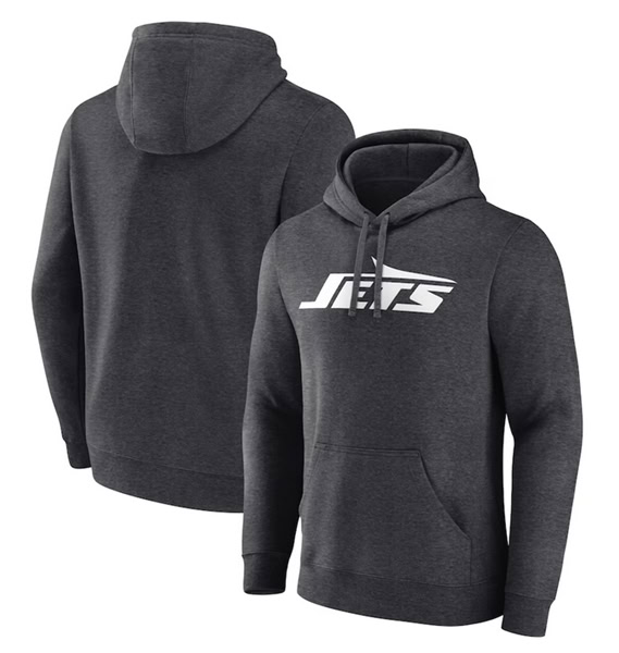 New York Jets Heather Charcoal Primary Logo Pullover Hoodie
