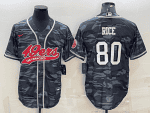 San Francisco 49ers #80 Jerry Rice Grey Camo With Patch Cool Base Stitched Baseball Jersey