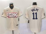 New York Yankees #11 Anthony Volpe Cream Bronx Graffiti V2 Vapor Limited Stitched Jersey