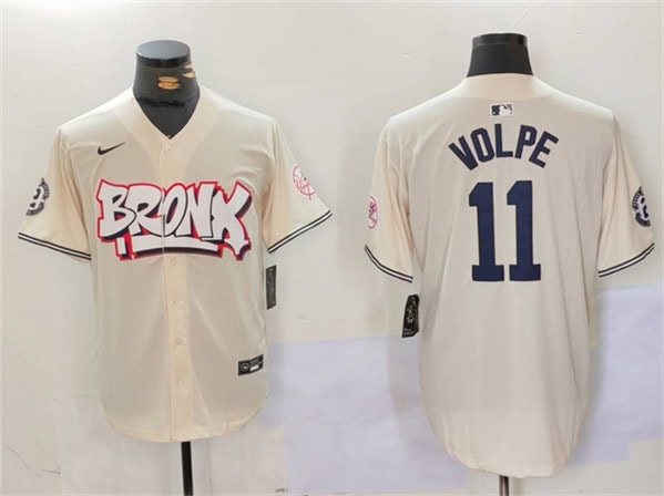 New York Yankees #11 Anthony Volpe Cream Bronx Graffiti V2 Vapor Limited Stitched Jersey