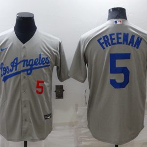 Los Angeles Dodgers #5 Freddie Freeman Gray Cool Base Stitched Baseball Jersey