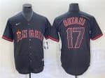 Los Angeles Angels #17 Shohei Ohtani Black Red Cool Base Stitched Jersey