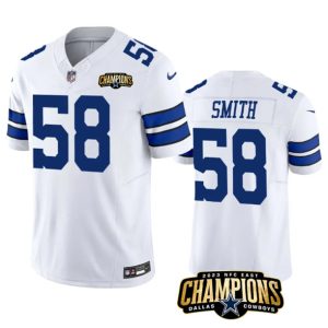 Dallas Cowboys #58 Mazi Smith White 2023 F.U.S.E. NFC East Champions Patch Stitched Jersey