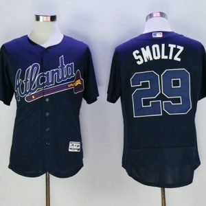 Braves #29 John Smoltz Navy Blue Flexbase Authentic Collection Stitched Jersey
