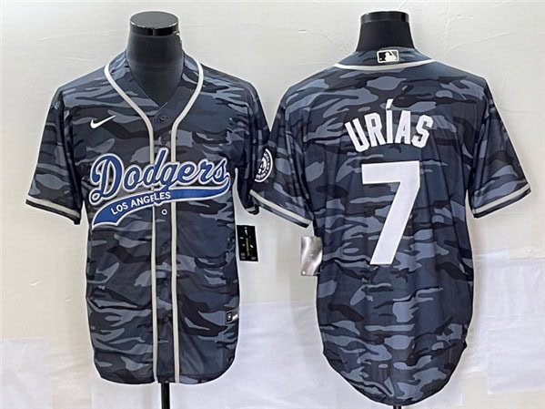 Los Angeles Dodgers #7 Julio Ur¨ªas Gray Camo Cool Base With Patch Stitched Jersey