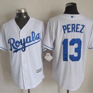 Royals #13 Salvador Perez White New Cool Base Stitched Jersey