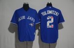 Toronto Blue Jays #2 Troy Tulowitzki Blue Team Logo Print Cool Base Stitched Jersey