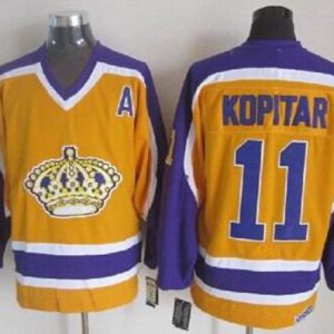 Kings #11 Anze Kopitar Yellow CCM Throwback Stitched Jersey