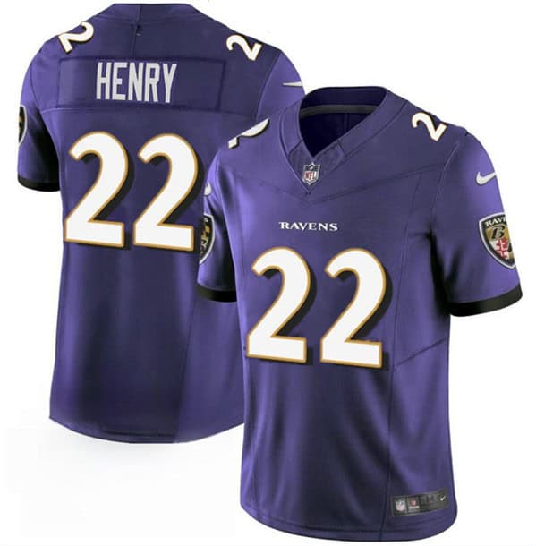 Baltimore Ravens #22 Derrick Henry Purple 2023 F.U.S.E. Vapor Limited Jersey
