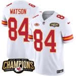 Kansas City Chiefs #84 Justin Watson White 2023 F.U.S.E. AFC West Champions With "NKH" Patch Vapor Untouchable Limited Stitched Jersey