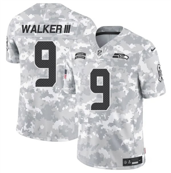 Seattle Seahawks #9 Kenneth Walker III Arctic Camo 2024 F.U.S.E. Salute To Service Limited Stitched Jersey