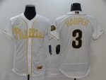 Philadelphia Phillies #3 Bryce Harper White Golden Stitched Jersey