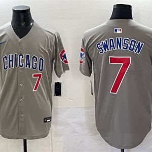 Chicago Cubs #7 Dansby Swanson Gray Limited Stitched Jersey