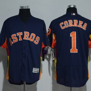 Houston Astros #1 Carlos Correa Majestic Alternate Navy Flex Base Authentic Collection Stitched Jersey