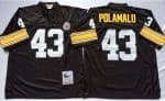 Mitchell And Ness Steelers #43 Troy Polamalu Black Throwback Stitched Jersey