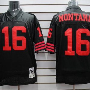 Mitchell And Ness 49ers Joe Montana #16 Stitched Black Jersey