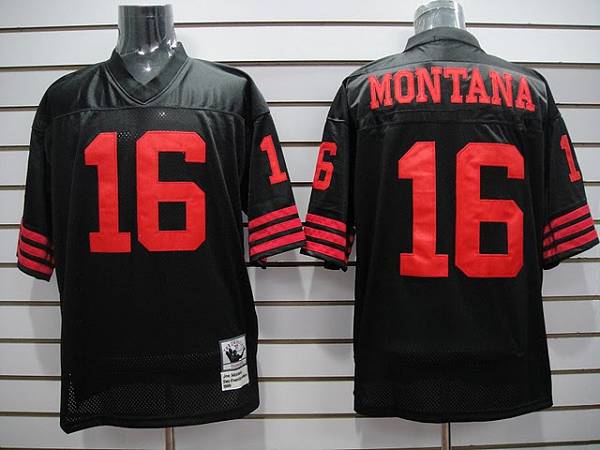 Mitchell And Ness 49ers Joe Montana #16 Stitched Black Jersey