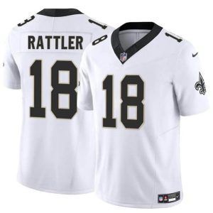New Orleans Saints #18 Spencer Rattler White F.U.S.E. Vapor Limited Stitched Jersey